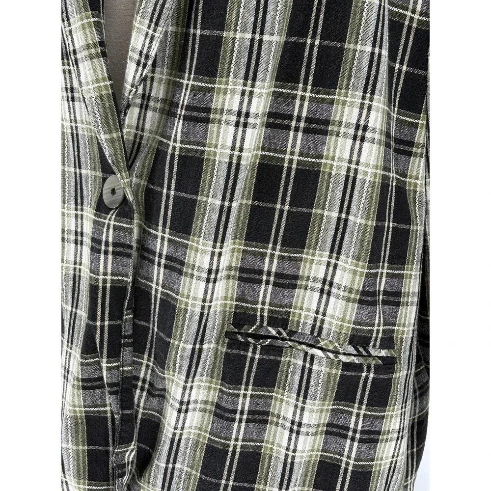 Requirements Woman‎ Plaid Blazer Jacket Size 22W Linen Blend